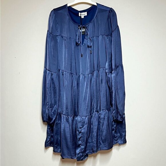 NWT & Merci Slate Blue Long Sleeve Tiered Baby Doll Dress Sz M - Picture 5 of 9